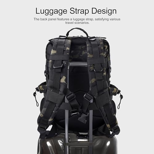 LHI Military Tactical Backpack for Men and Women 45L Army 3 Days Assault Pack Bag Large Rucksack with Shoe Compartment - color: 1.2 Black Cp