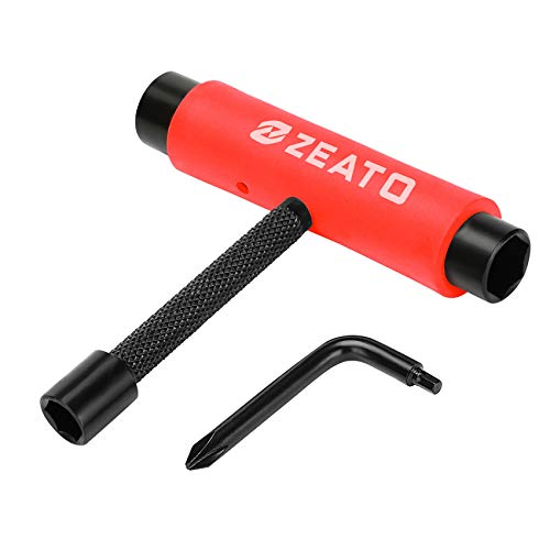 All-in-One Skate Tools Multi-Function Portable Skateboard T Tool Accessory with T-Type Allen Key and L-Type Phillips Head Wrench Screwdriver - color: Upgrade-red