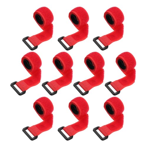 PATIKIL 0.8"x16" Reusable Cinch Straps, 10Pcs Adjustable Nylon Multipurpose Hook and Loop Cable Securing Straps with Plastic Buckle for Organizer Storage Cables Cords Ropes, Red - color: Red, size: 0.8" x 16"