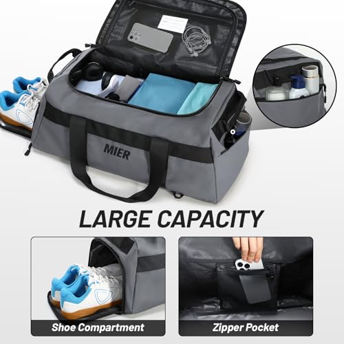 MIER Men's 60L Gym Duffle Bag Large Weekender Travel Duffel Backpack, Gray | Spacious Shoe Compartment; Convertible Duffel with Back Pack Straps; Heavy-Duty & Water-Resistant; Traveling Overnight Gear - color: Grey