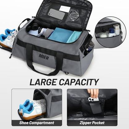 MIER Men's 60L Gym Duffle Bag Large Weekender Travel Duffel Backpack, Gray | Spacious Shoe Compartment; Convertible Duffel with Back Pack Straps; Heavy-Duty & Water-Resistant; Traveling Overnight Gear - color: Grey