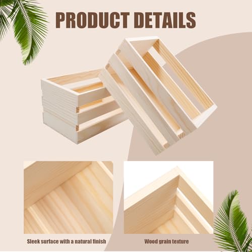 16 Pcs 6.5 inch Small Wooden Crates, Unfinished Wood Basket Box for Mother's Day Crafts and Storage Display, Home, Bathroom, and Organizing Towels, Toys, Wine, and More