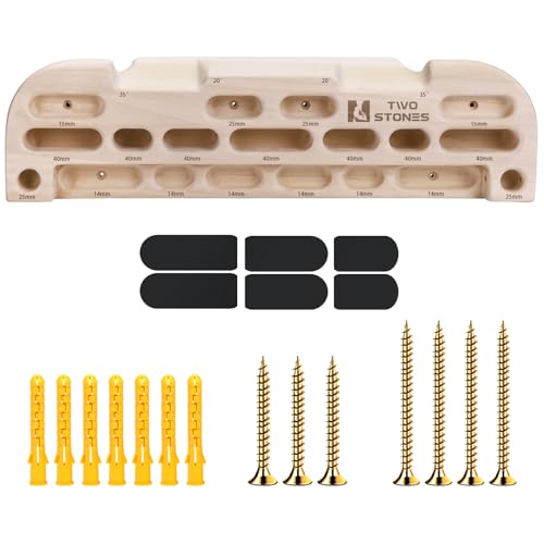 TWO STONES Wooden Hangboard Rock Climbing Pull Up Bar Designed Training for Climbing, Wooden Fingerboard Climbing Training Board for Building Core Strength and Endurance (CJ-HB2049)