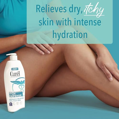 Curel Itch Defense Calming Body Lotion, Moisturizer for Dry, Itchy Skin, Body and Hand Lotion, with Advanced Ceramide Complex, Pro-Vitamin B5, Shea Butter, 13 Oz, Pack of 3 | Soothes Itchy Skin, Prevents Eczema Flare-Ups, Ceramide Moisturizer, Fragrance-F
