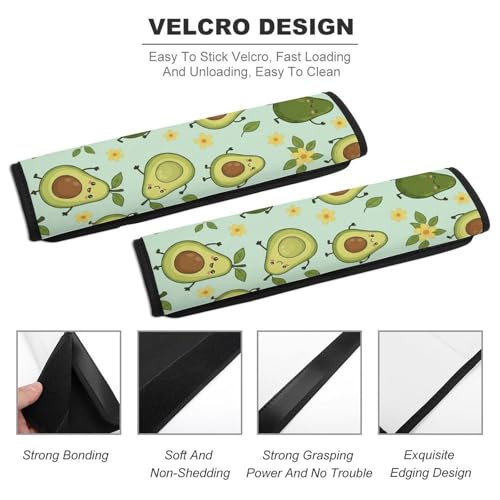 Universal Soft and Comfortable Green Avocado Seat Belt Shoulder Pad for Kids, Most Cars, 1 Pair Seat Belt Covers Cushion Anti-Slip Pad - color: Pattern 298