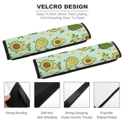 Universal Soft and Comfortable Green Avocado Seat Belt Shoulder Pad for Kids, Most Cars, 1 Pair Seat Belt Covers Cushion Anti-Slip Pad - color: Pattern 298