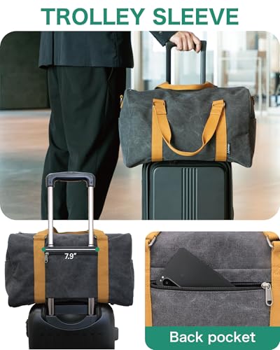 Duffle Bag for Travel, Gym Bags for Men, Weekender Bags for Women, Carry On Bag with Luggage Sleeve, Canvas Bag with Shoulder Strap (Navy) - color: Navy