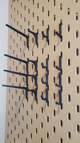 'Just Hanging' Pegboard Hook Packs, Compatible with IKEA SKADIS Pegboard, Display Hook SKADIS Accessory (Matte Black, 16pk, Multi-Pack) - color: Matte Black, size: 16pk, Multi-Pack