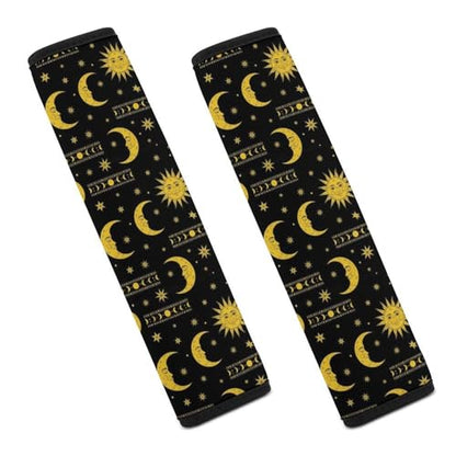 Soft Padded Car Seat Straps Shoulder Pads for Elderly Support, All Vehicles, 1 Pair Sun Moon Celestial Shoulder Protector Anti-Slip Pad - color: Pattern 933
