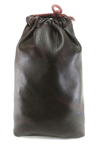 Multiple use Lambskin Leather Pouch with Drawstrings: (15 cm X 20 cm) - color: Brown