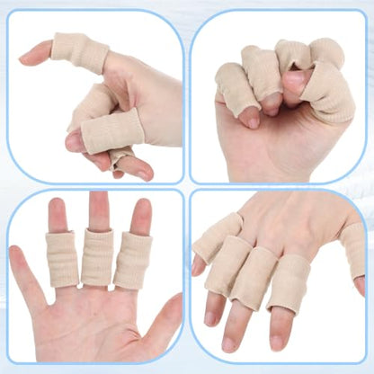 20 PCS Compression Finger Sleeves, Elastic Finger Sleeves for Arthritis, Sport Fingers Sleeve Protectors for Basketball Golf (Black+Nude)