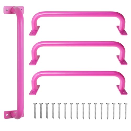 ESPETS 17 Inch 4 Pieces Pink Indoor Monkey Bars for Playhouse, Jungle Gym | Grab Bars for Weather-resistence Swing Set Attachment, Durable Monkey Bars, Jungle Gym Accessories - color: Pink -4 Pcs