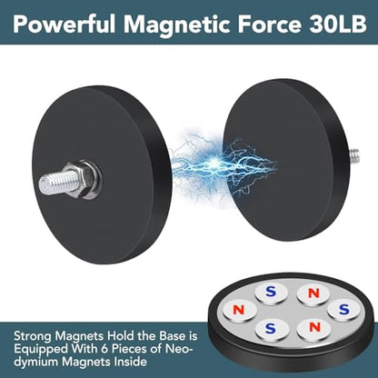 DIYMAG Round Rubber Coated Magnets Heavy Duty,6pcs 1/4in Screw Hole Stud | Strong Rare Earth Magnets with Flat Base, for Mounting Magnetic License Plate Holders, Cameras, Vehicles, Rock Lights,Dispaly - size: 1/4in-30LB-1.69in