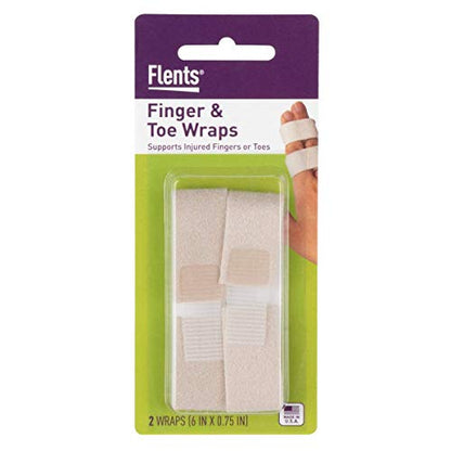 Flents Finger & Toe Wraps, Compression Support Straps, 2 Pack, USA Made | Hook And Loop Closure Provides Adjustable Secure Fit, Helps Stabilize Digits During Recovery, Easy to Use, Comfortable Design - size: Round
