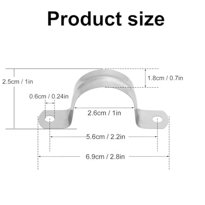 300 PCS 1 Inch Stainless Steel Rigid Pipe Strap, M25 Conduit Clamps, U Bracket Mounting Clamps with Two Hole, U Tube Pipe Clamp for Chemical Industry, Commercial - size: 300 PCS 1 Inch