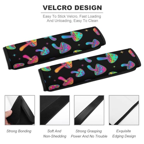 2 Pack Universal Fit Seat Belt Shoulder Pad for Kids, Car Seats Pushchair Strollers High Chair Pushchair, Neon Mushroom Shoulder Protector, Anti-Slip Pad - color: Pattern 640