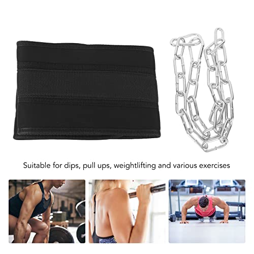 Adjustable Dip Belt, Heavy Duty Weightlifting Dip Belt with Chain and Carabiner for Dips Pull Ups and Resistance Training, Durable Fabric Design for Men and Women