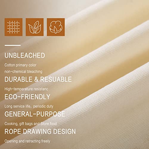 Tatuo 50 Pcs 12 x 15 Inches Cotton Bags with Drawstring Large Reusable Produce Bags Linen Empty Storage Pouches Canvas Fabric Sachet for Bread Food Storage - size: 12 x 15 Inches (Pack of 50)