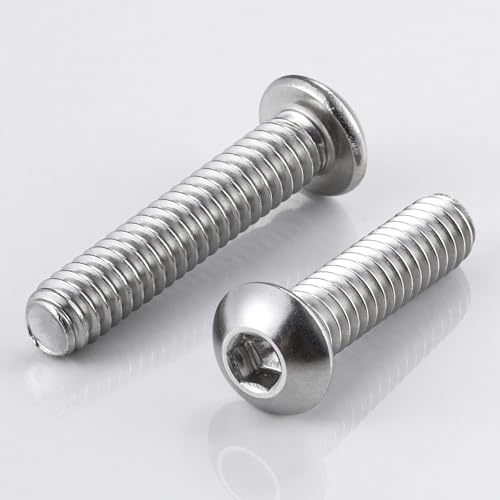 Wensilon (50Pcs) 1/4-20 * 1-1/4 Button Head Socket Cap Bolts Screws, 304 Stainless Steel, Allen Hex Drive, Bright Finish, Fully Machine Thread - color: Silver, size: B 1/4-20*1-1/4