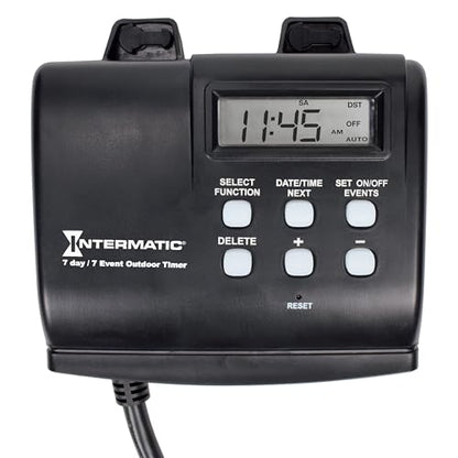 Intermatic HB880R Outdoor Timer with 7-Day Programming - Astronomic Self-Adjust Timer - Versatile Plug-in Design for Lights, Pumps, or Fans