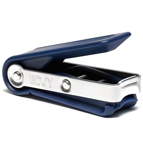 EDJY Fingernail Cutter - Precision Stainless Steel Nail Cutter for Fingernails | Sharp Blade, Ergonomic Design, Durable & Rust-Resistant | Ideal for Men and Women | Navy - color: Navy