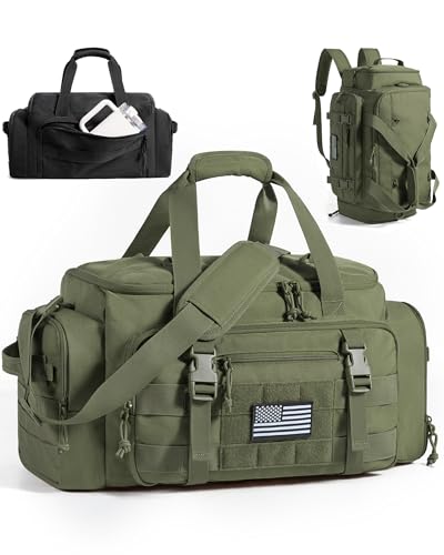 BAGSMART 4-IN-1 Gym Bag for Women Men, TSA Duffle Bag for Travel | With Shoe Compartment & Wet Pocket, 22L/30L/38L Tactical Backpack with 40oz Water Bottle Holder, Lightweight, Water-resistant - color: Olive Drab