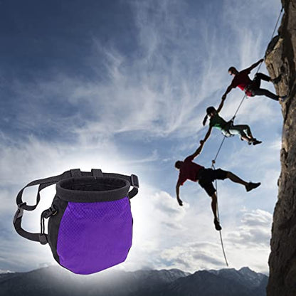 Chalk Bag,Rock Climbing Gear,Metal Powder Bags，with Zippered Pocket and Adjustable Waistband，Suitable for Fitness, Rock Climbing, Track and Field, Weightlifting, Billiards Chalk Bag (Purple)