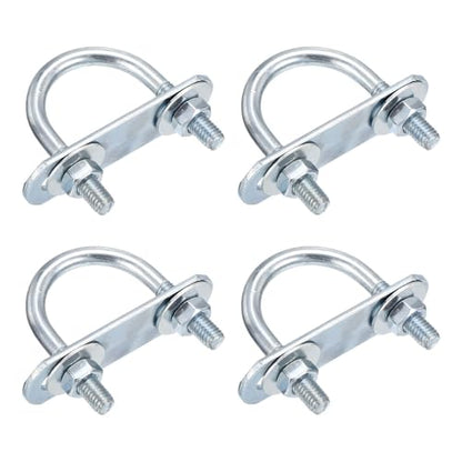 DTGN M6x27x47mm U Bolts Round Kit - 4Set - Carbon Steel U-Bolt Kit with Nuts, Washers, Frame Plate - Good for Pipe, Trailer, Automotive, Leaf Spring Fastener - size: M6x27x47mm