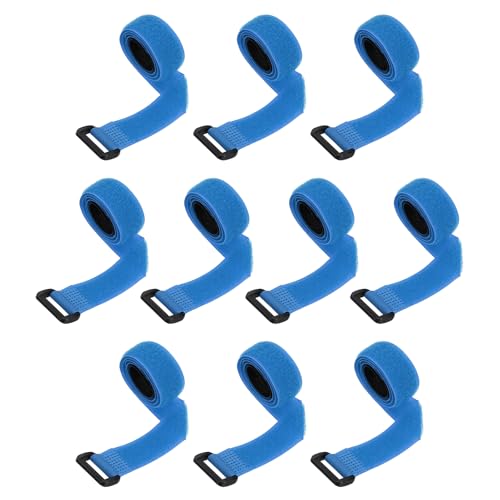 PATIKIL 0.8"x20" Reusable Cinch Straps, 10Pcs Adjustable Nylon Multipurpose Hook and Loop Cable Securing Straps with Plastic Buckle for Organizer Storage Cables Cords Ropes, Blue - color: Blue, size: 0.8" x 20"