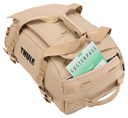 Thule Chasm Duffel bag, Weather-resistant materials, Easy packing, Converts to backpack, Internal pockets, Travel-ready - color: Gentle beige, size: 30L
