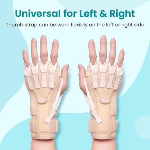 Radial Nerve Palsy Splint Brace for Wrist drop, 5 Fingers Extension, Stroke Patient Recovery, Finger Limp, Crutch Palsy, MCP Arthroplasty, for both Left and Right Hand - Beige - color: Beige