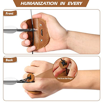 Leather Archery Finger Tabs,Handmade Archery Finger Guard for Shooting Practice Gear, Recurve Bow Fingers Tab - color: Yellow Brown
