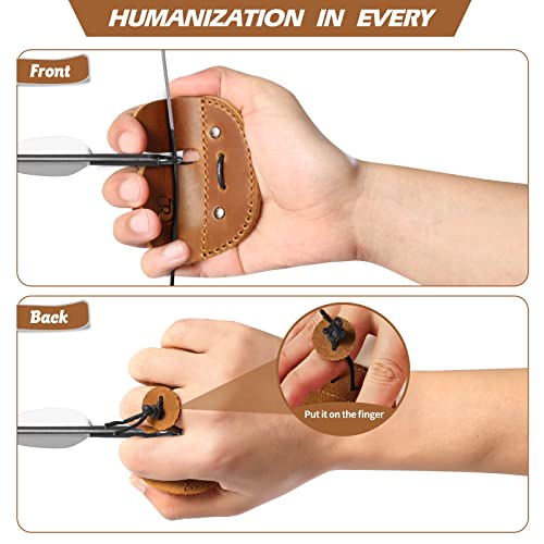 Ringsun Leather Archery Finger Tabs,Handmade Archery Finger Guard for Shooting Practice Gear, Recurve Bow Fingers Tab - color: Yellow Brown