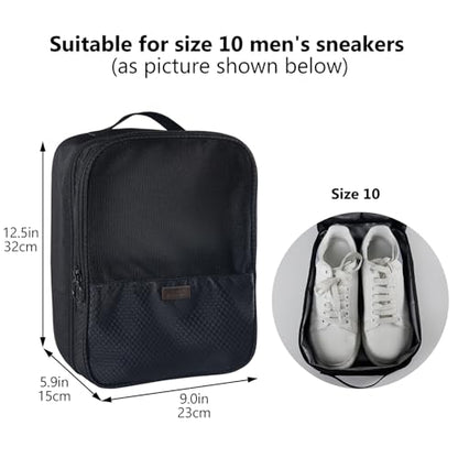 Shoe Bag for Travel,2 Layers Shoes Organizer,Honeycomb Grey | Holds 3 Pairs,Trolley Strap,Easy Clean Lining,Leak Proof,Dual Zippers - color: HoneycombBlack