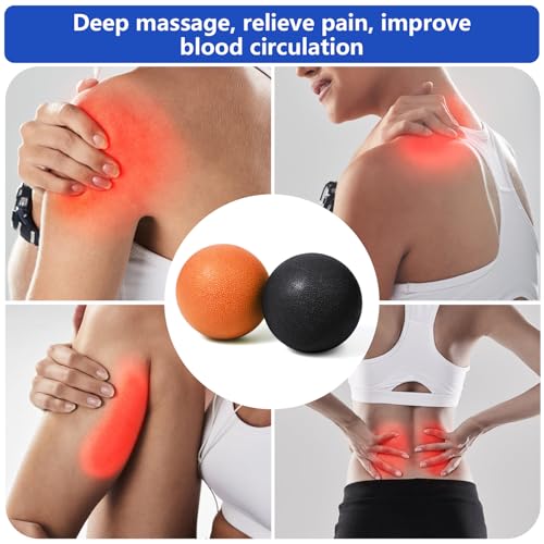 2-Pack Firm Lacrosse Massage Balls (Orange&Black) | For Deep Tissue, Trigger Point & Myofascial Release Therapy, Relieve Muscle Knots - color: Orange&black