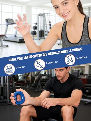 Cozary Grip Strength Trainer Set, 6-Piece - 20-70 lb Hand & Finger Training Set with 3 Grip Strength Rings & 3 Finger Stretchers - For Climbing, Strength Sports & Home - Ideal for Beginners and