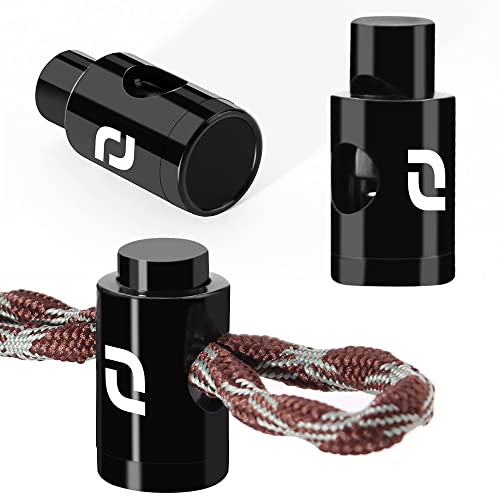 RJ-Sport Cord Locks for Drawstrings - Black | Spring Loaded, Single-hole Barrel Heavy Duty Cord Stoppers for Shorts, Lace Fasteners for Running Shoes - color: 01 Black