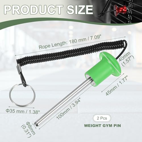 Gym Pin Weight Stack Pin Strength Training Lifting Equipment Replacement with Pull Rope Fitting for Home Gym - color: Green, size: 0.3 x 3.9 Inch