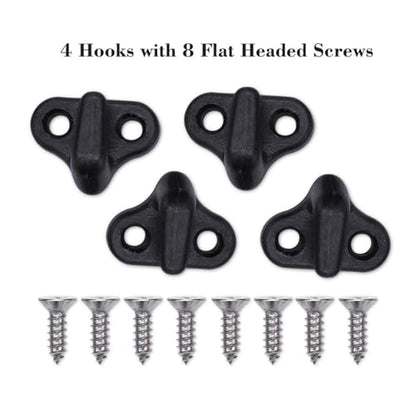 4 Black Double Hole Lashing Hooks for Kayak Canoe Boat with Stainless Steel Screws Boating Accessories Marine Gear Kayak Hardware
