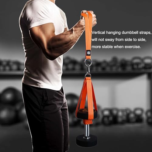 J Bryant Fitness Dumbbell Loading Strap for Dip Belt Weight Plate Loading Strap Heavy Duty Weight Belt Accessories - color: Orange Set