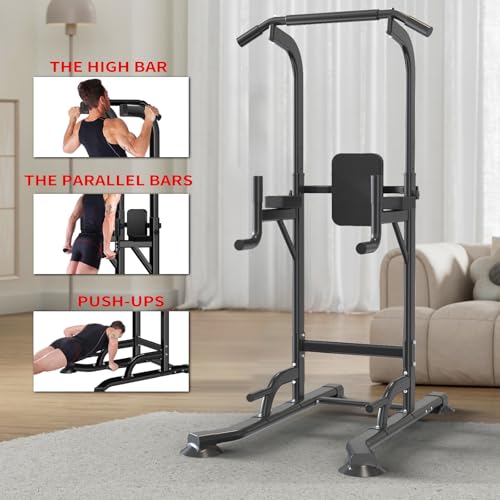 K KiNGKANG Power Tower Adjustable Height Pull Up & Dip Station Multi-Function Home Strength Training Fitness Workout Station for Home Gym (N)