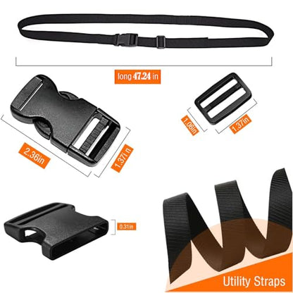 Nylon Strap with Buckle, Quick Release Short Adjustable Straps with Buckles, Securing Tie Down Straps for Backpacking, Compression Golf Bag, Camping Outdoor Activities 1" x 47" 6Pcs - size: 4ft
