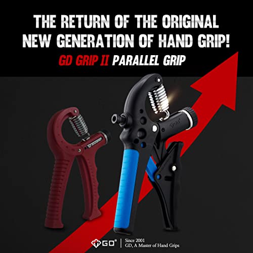 GD Grip2 Adjustable Grip Strength Trainer Hand Gripper Forearm Strengthener | Adjustable resistance 22~77lbs Squeezer, Hand grip strengthener, Gripper exerciser Devices, Stress Relief Grips Recovery - color: BLUE