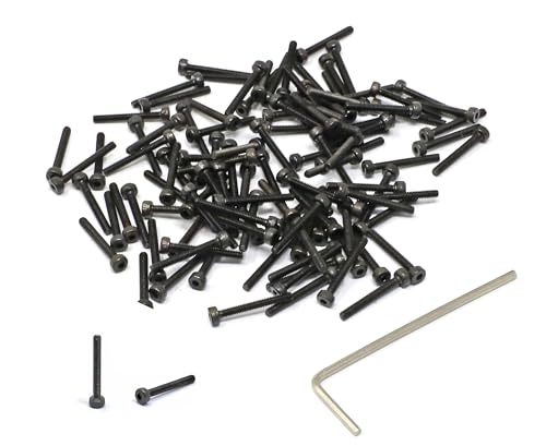 iexcell 100 Pcs M2 x 16mm Thread Pitch 0.4 mm Alloy Steel 12.9 Grade Hex Socket Head Cap Screws Bolts Kit, Black Oxide Finish - size: M2 x 16mm