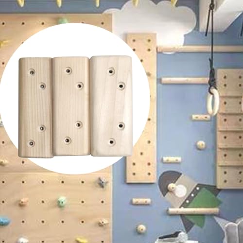harayaa 3 Pieces Climbing Fingerboard Wooden Rock Climbing Holds Grip Pull Portable Wood Construction Suitable for Climber Training Finger