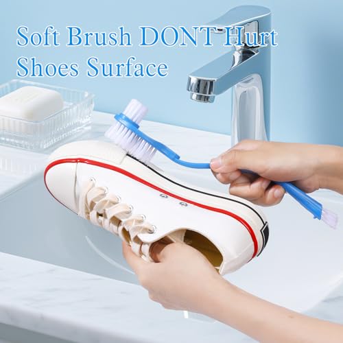 2Pcs 10in Shoes Cleaning Brushes, Double Sided Shoe Sole Cleaner Insider Shoe Wash Cleaner Large Boot Scrubber Cleaner Tool Kits, Blue