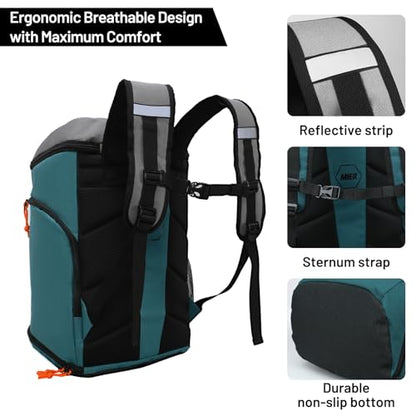 MIER Men's Gym Backpack Lightweight Sports Bag with Shoe Compartment | 35L Capacity Back Pack, Multi-Pockets, Separate Compartment, Wet Pocket, Water Resistant, For Training, Workout & Travel - color: Green/Gray