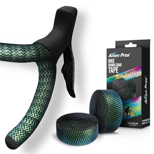 ALIEN PROS Chameleon Skin Bike Handlebar Tape (Set of 2) – Full Pattern Upgrade with Striking Color-Shifting Design and Premium Comfort Grip (Green) - color: Green