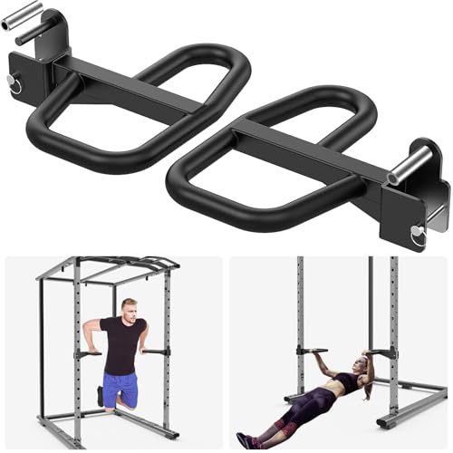 SELEWARE Dip Bar Attachment for Power Rack, 2 x 2 Tube, Multi Grip Handle | Fully Welded Steel Design, Stable Support for Dips, Pull Ups and Strength Training, Ideal for Home Gym Workouts - color: Multi Grip Dip Bar Attachment for 1" Hole of 2x2 inch Rack