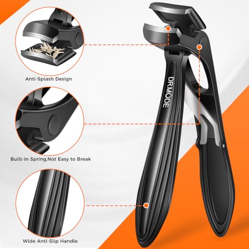 Toenail Clippers for Thick Toenails for Seniors, Angled Head Long Handled Toe Nail Clippers for Men with Wide Jaw Opening, Heavy Duty Large Finger Nail Clippers Adult Cutter with Catcher, Black - style: Black Wide Opening & Angled Head